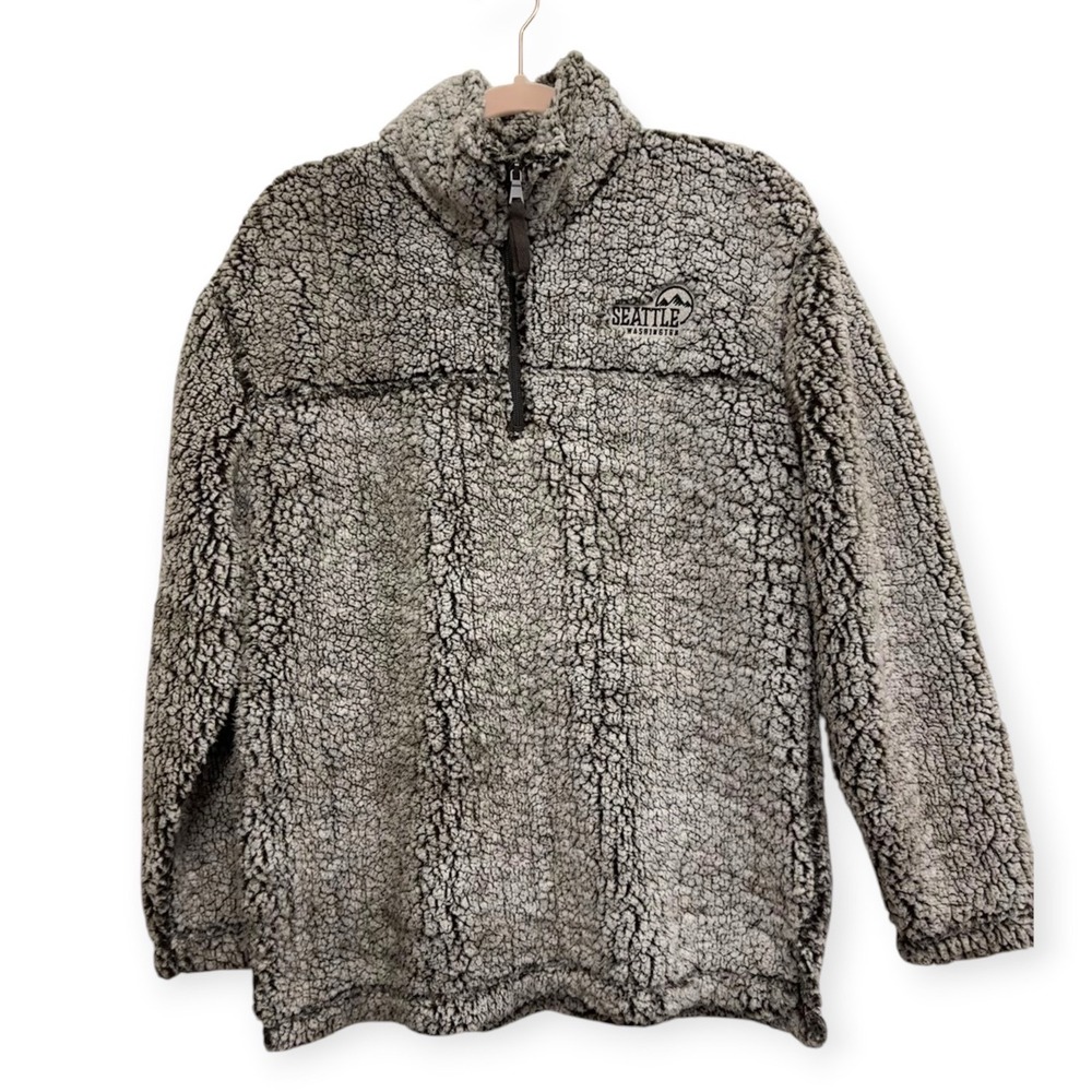Boxercraft Seattle Washington Sherpa Pullover M Quarter Zip Teddy Fleece